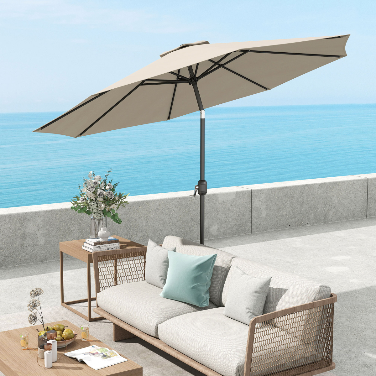 Versatile Wall-Mounted Patio Umbrella - Shelter and Style for Any Space