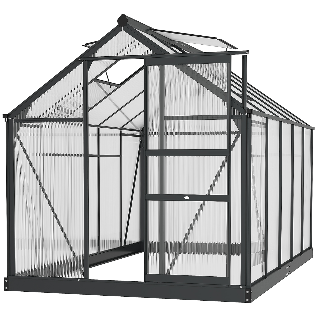Polycarbonate Walk-In Garden Greenhouse with Aluminium Frame, 6x10 ft