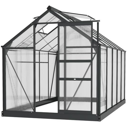 Polycarbonate Walk-In Garden Greenhouse with Aluminium Frame, 6x10 ft