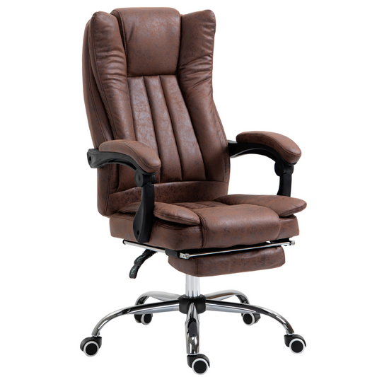 Executive Office Chair with Footrest and Armrests - Brown