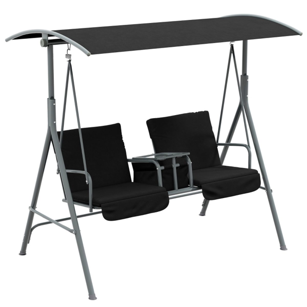 Double Seat Outdoor Patio Swing Chair with Adjustable Canopy
