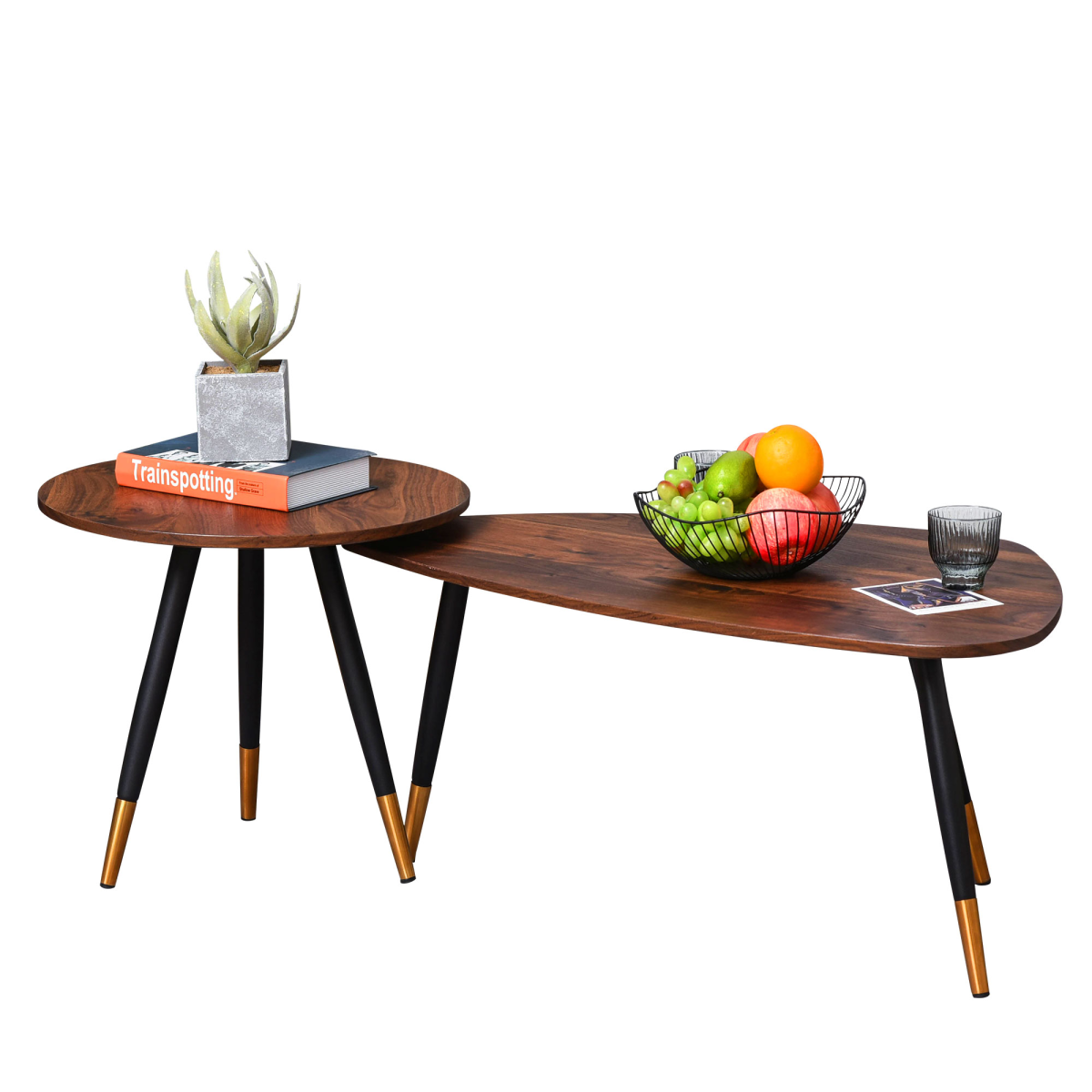 Nesting Coffee Tables Set of 2 - Stackable Sofa Side End Tables