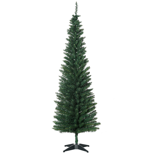 1.8m / 6ft Slim Pencil Christmas Tree, 390 Branch Tips, Flame-Retardant PVC