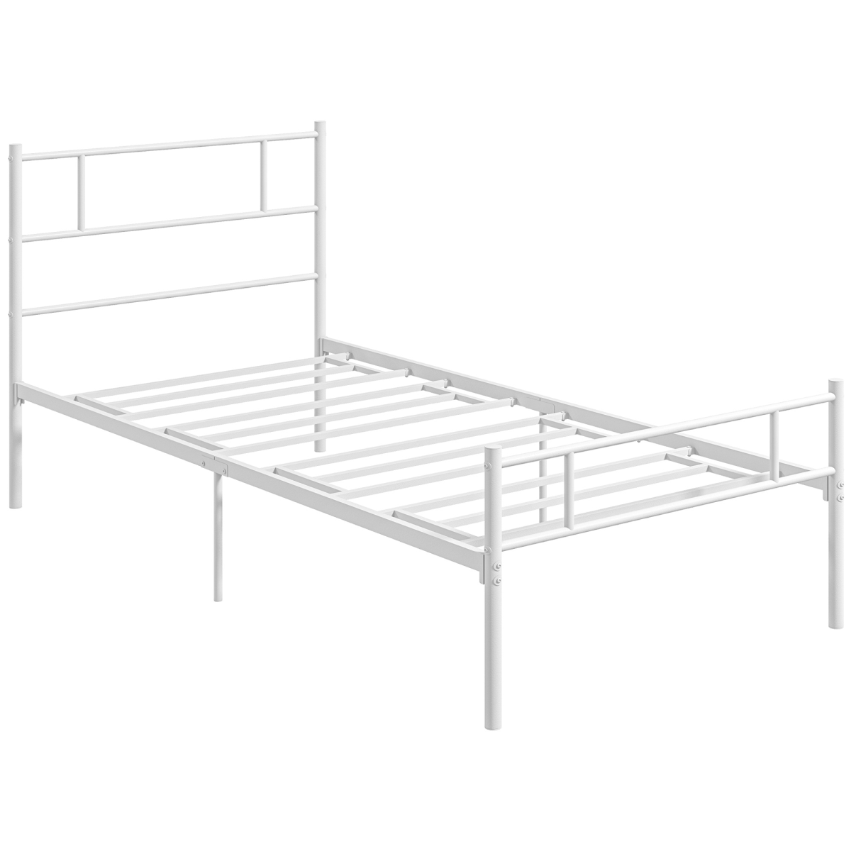 Metal Single Bed Frame with Headboard, Underbed Storage & Noise-Free Design