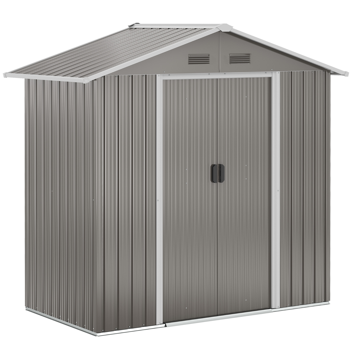 6.5x3.5ft Metal Garden Shed – Rust-Resistant Grey Outdoor Storage