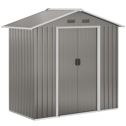6.5x3.5ft Metal Garden Shed – Rust-Resistant Grey Outdoor Storage