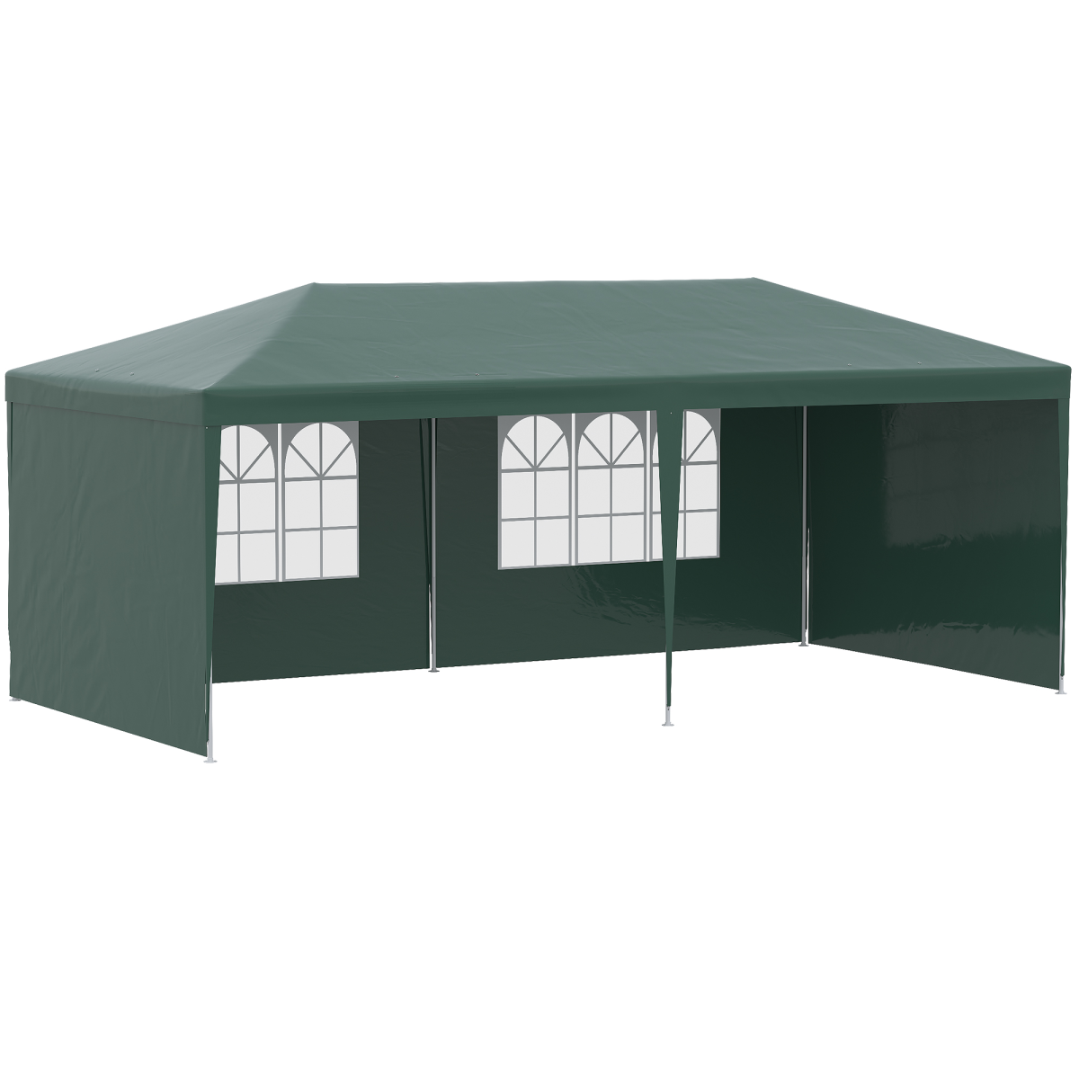 6m x 3m Garden Gazebo Tent with UV-Resistant Canopy, Open Front