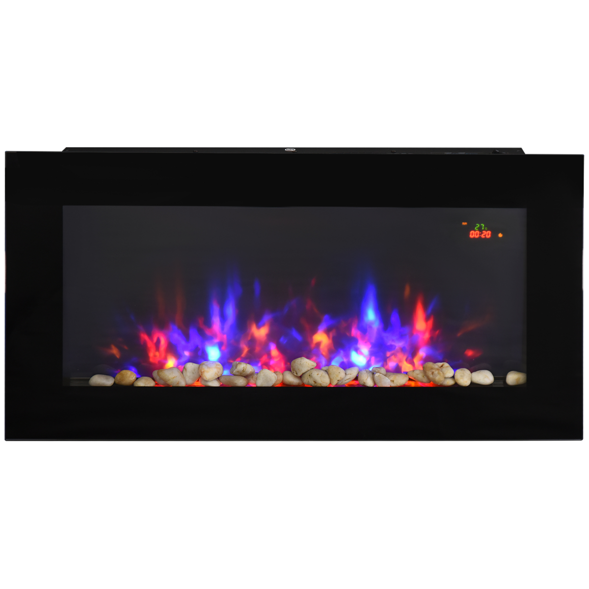 1000W/2000W LED Electric Fireplace with Remote & Auto Temp Control