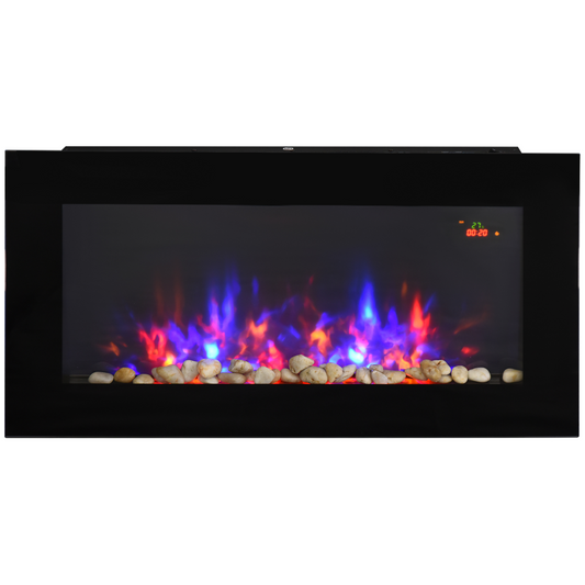 1000W/2000W LED Electric Fireplace with Remote & Auto Temp Control