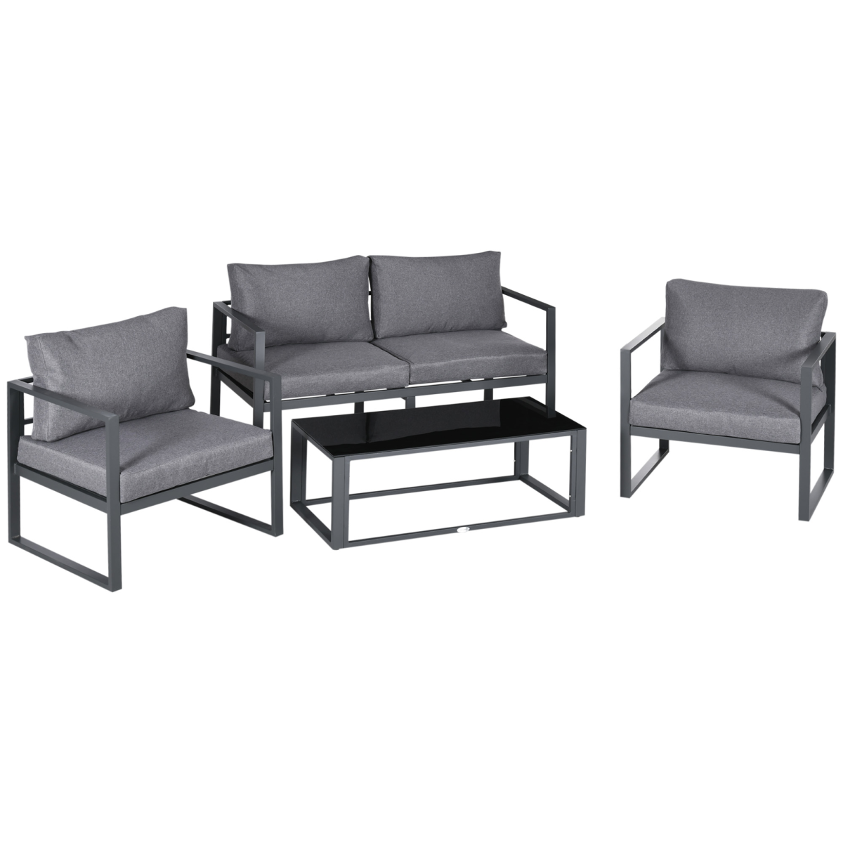 4-Piece Garden Sectional Set with Aluminum Frame, Cushions & Table