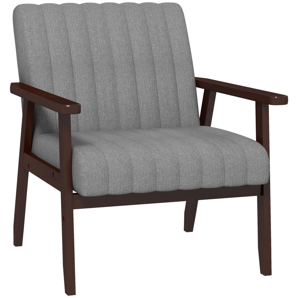 Modern Linen-Feel Upholstered Accent Chair, Grey & Brown