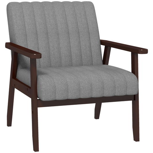 Modern Linen-Feel Upholstered Accent Chair, Grey & Brown