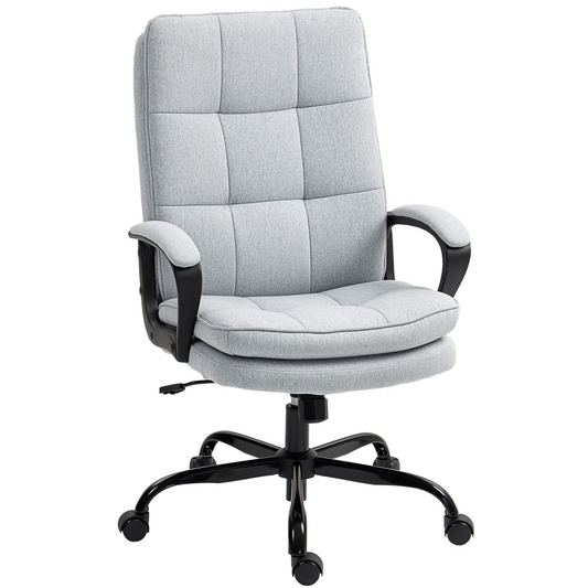 Ultimate Comfort HOME-OFFICE Chair: Stylish Light Grey Swivel Desk Chair