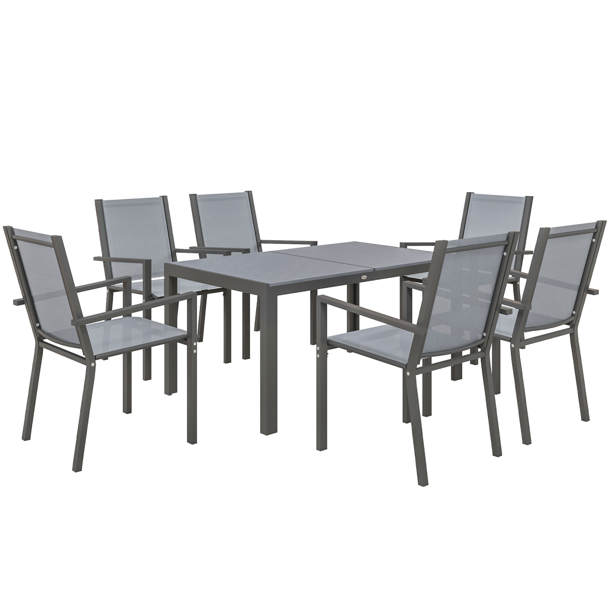 7-Piece Garden Dining Set: Wood-Plastic Table & 6 Chairs, Grey