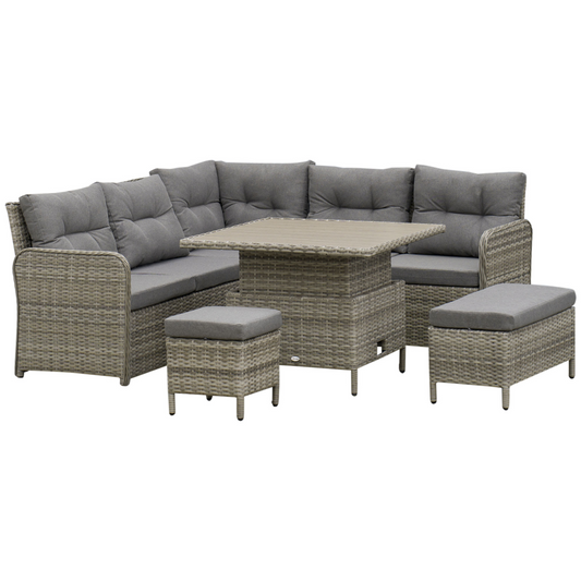 6-Piece Rattan Garden Furniture Set - Corner Sectional Sofa