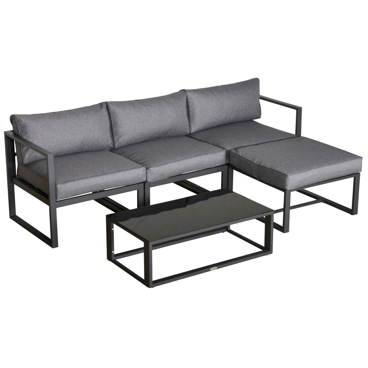 5-Piece Outdoor Patio Set with Cushions & Tempered Glass Table