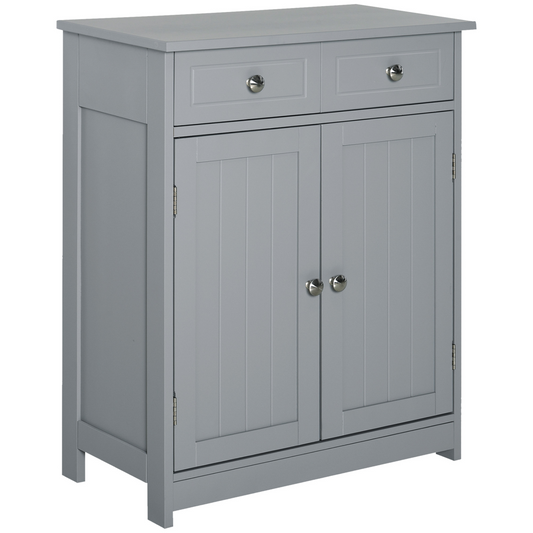 Stylish Grey Bathroom Storage Cabinet with Drawers & Cupboard - 75cm Tall