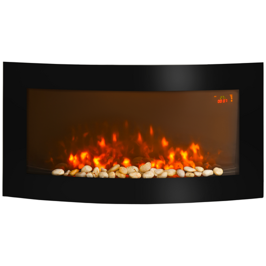 Elegant Wall-Mounted Electric Fireplace with LED Flames & Heater