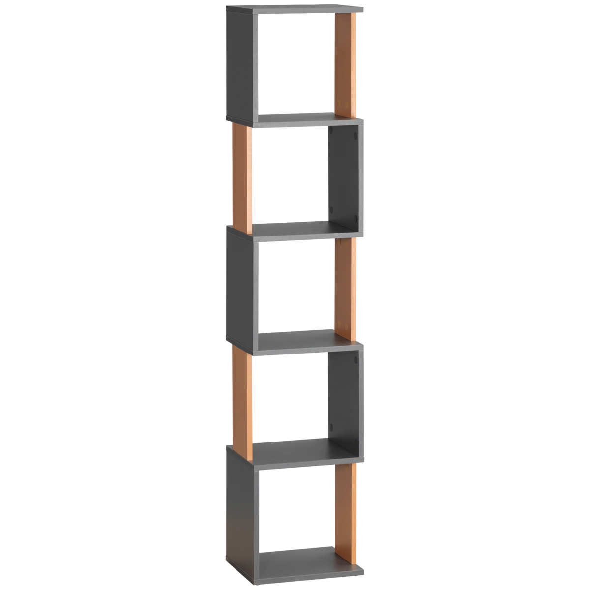 Stylish 5-Tier Dark Grey Bookshelf – Modern Design for Space-Saving Storage
