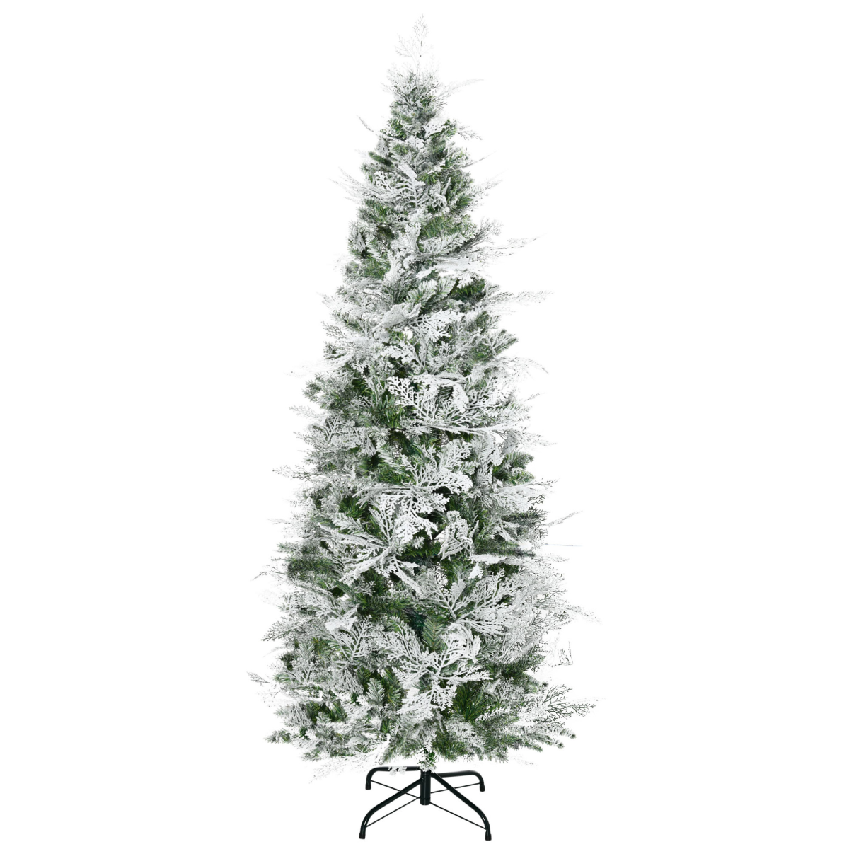 6ft Snow-Flocked Pencil Christmas Tree with Metal Base - Safe, Easy Setup HOMCOM