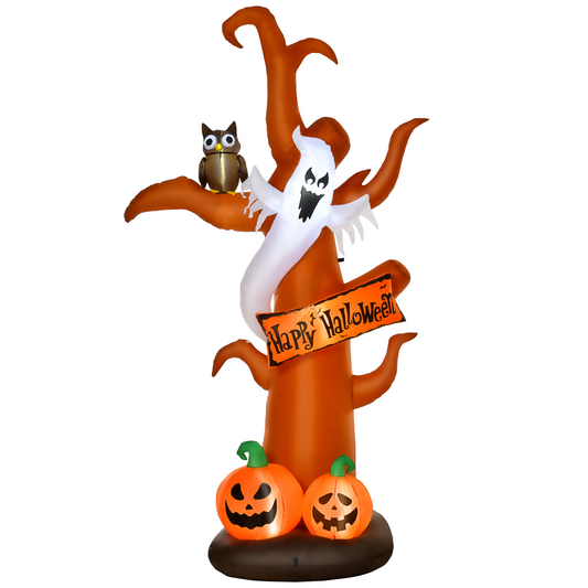 2.7m Halloween Inflatable Tree with Ghost & Pumpkin LED - Indoor/Outdoor