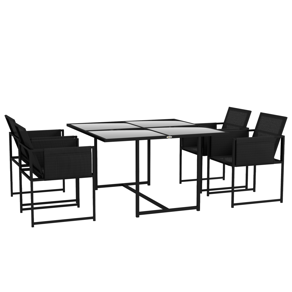 4-Seater Outdoor Dining Set with Adjustable Backrests for Garden
