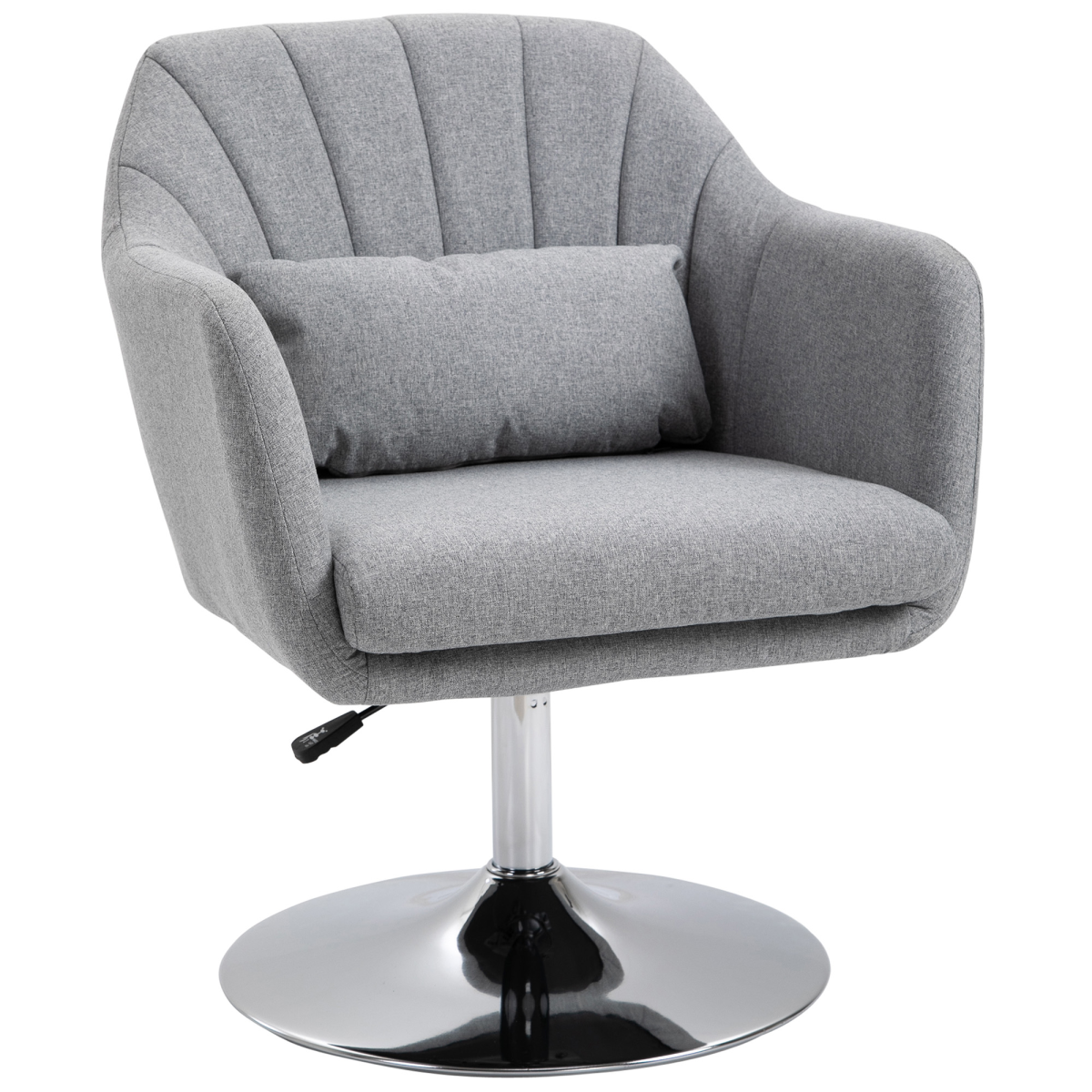 Retro Linen Swivel Tub Chair - Steel Frame, Light Grey, 360°