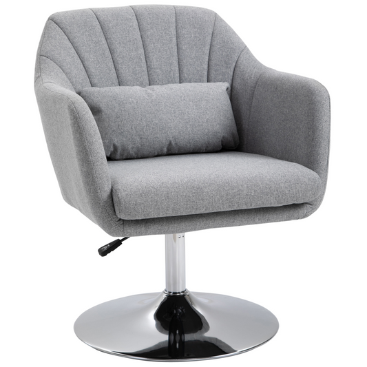 Retro Linen Swivel Tub Chair - Steel Frame, Light Grey, 360°