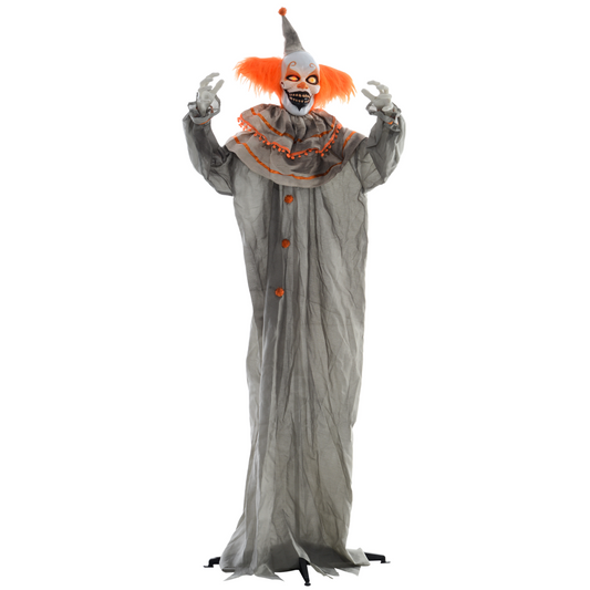 Halloween Clown Animatronic Prop with Light-Up Eyes, Indoor/Outdoor
