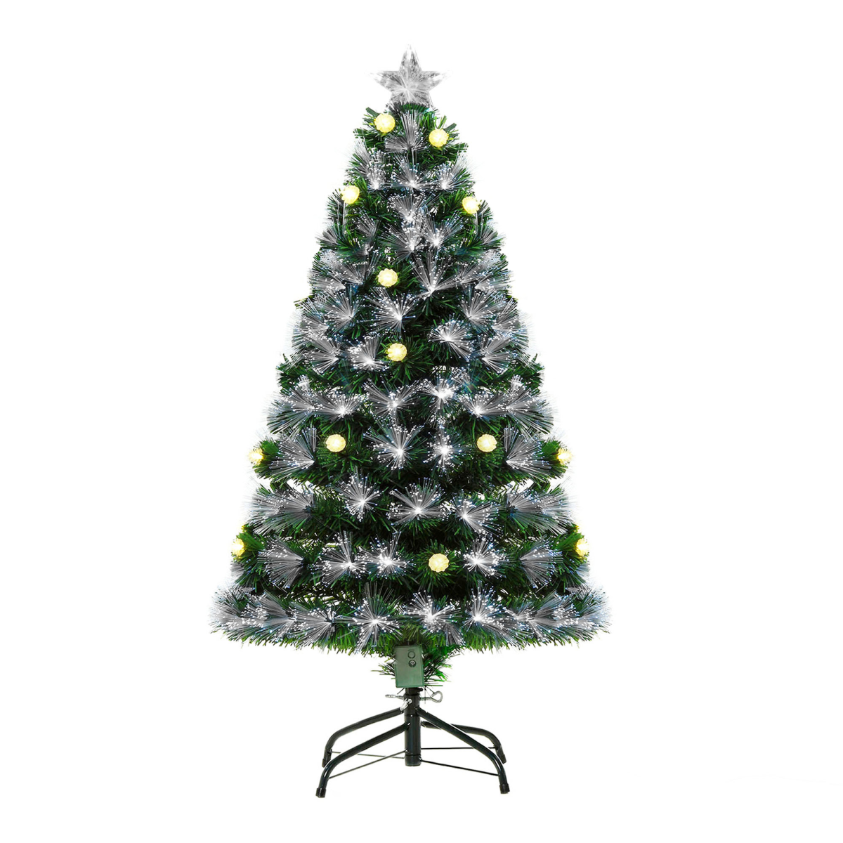 4ft White Light Christmas Tree, 90 LEDs, Star Topper, Tri-Base, Pre-Lit