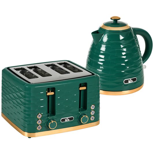 Kettle and Toaster Set 1.7L Rapid Boil Kettle & 4 Slice Toaster Green