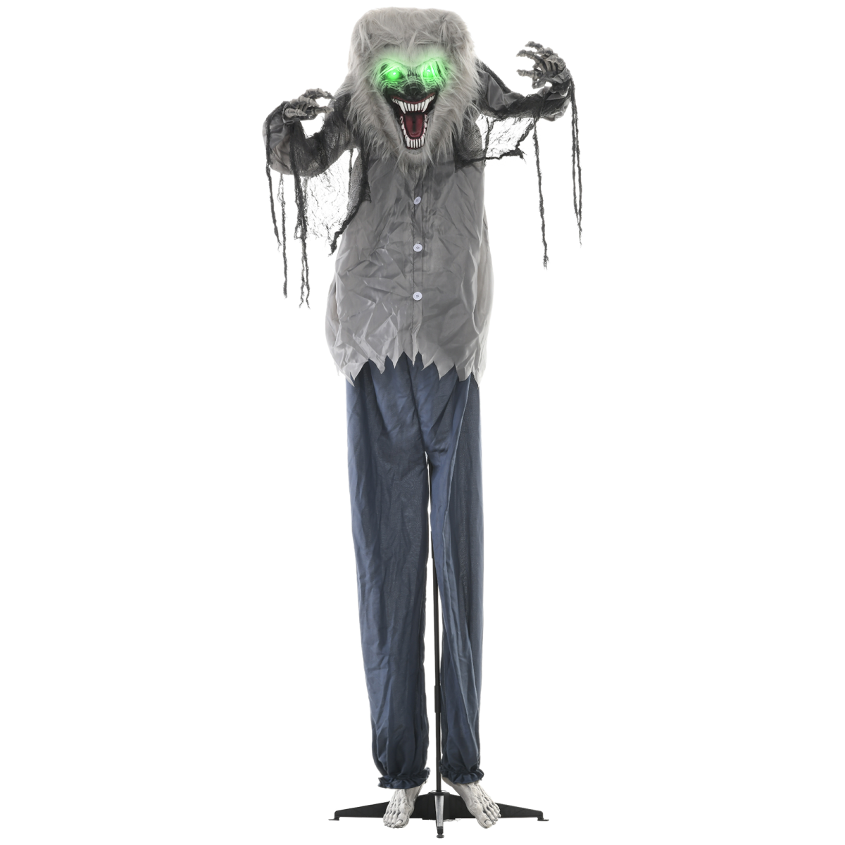 Halloween Skeleton Werewolf Animatronic Prop with Light-Up Eyes