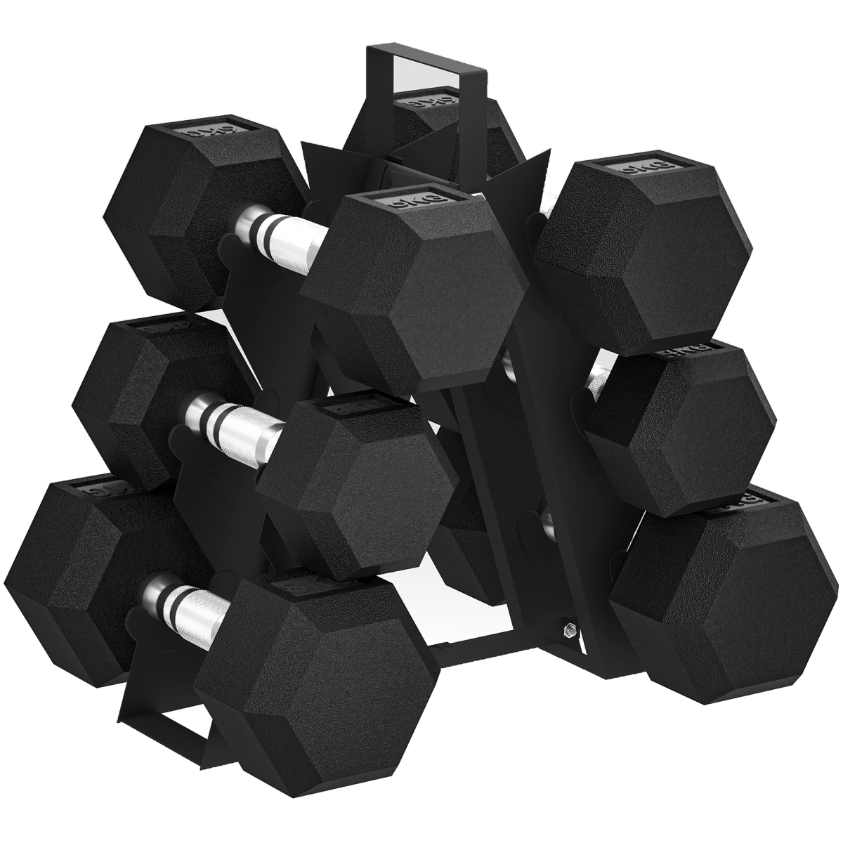 SPORTNOW 36KG Hex Dumbbell Set with Ergonomic Rack & Rubber Coated Weights