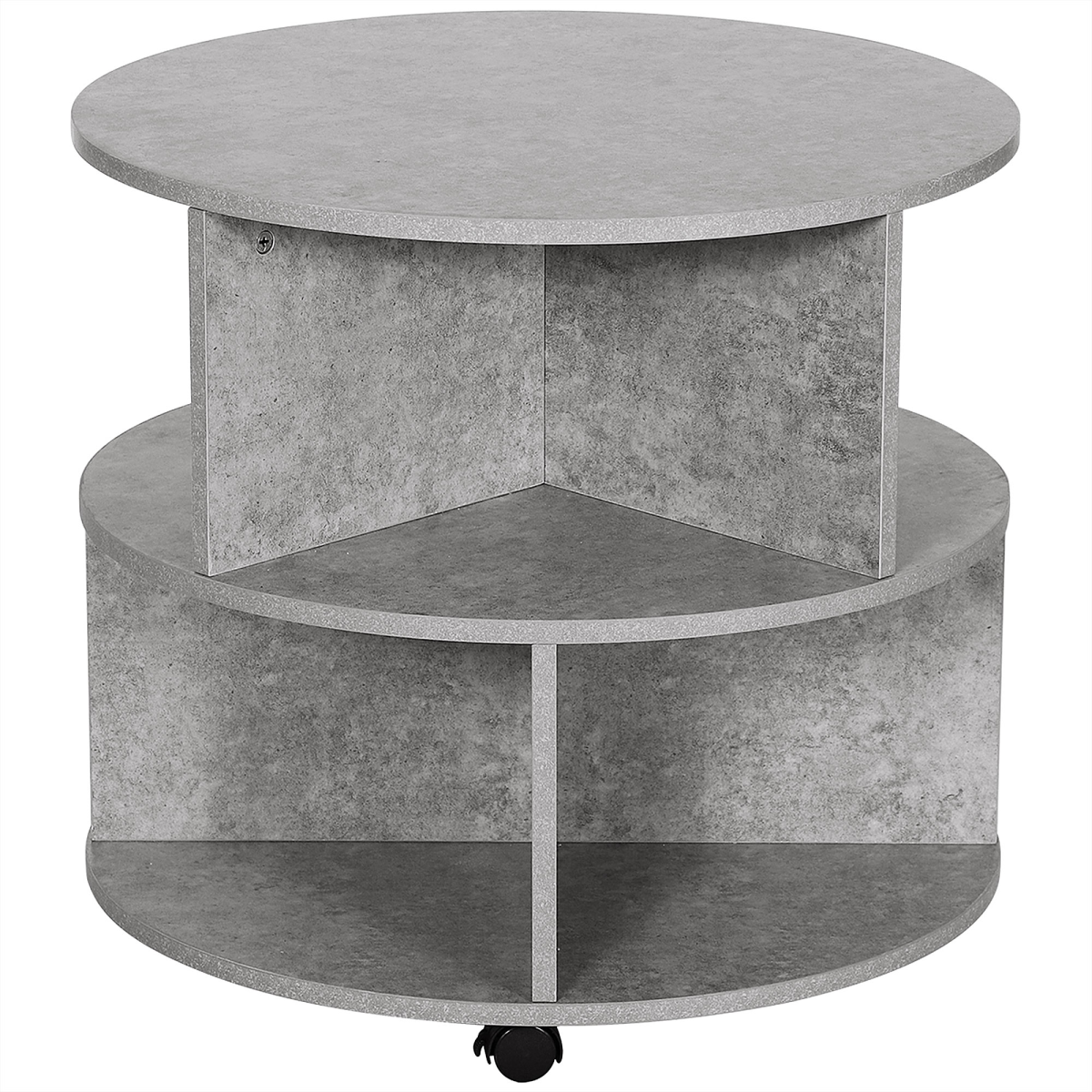2-Tier Cement Colour Coffee Table 60x39.5 cm with Casters