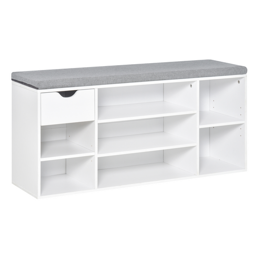 Elegant Shoe Storage Bench with Cushioned Seat & Adjustable Shelves