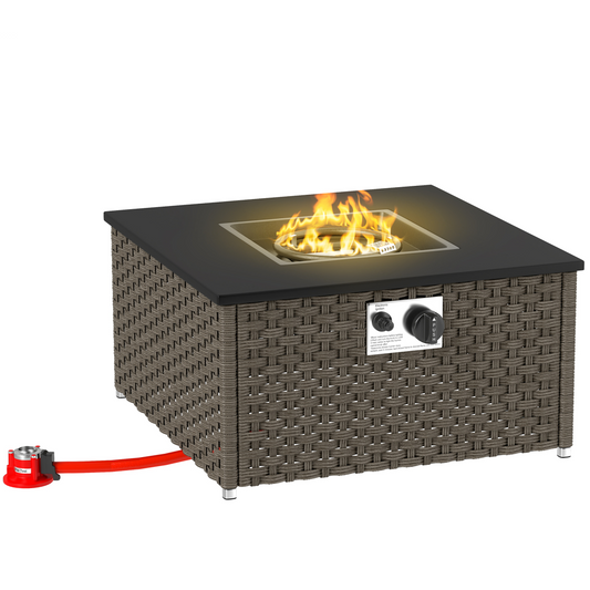 13KW Rattan Gas Fire Pit Table - Stylish Warmth for Your Garden