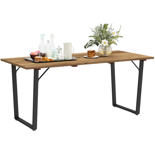 6-Person Wooden Garden Table with Parasol Hole for Outdoor Dining
