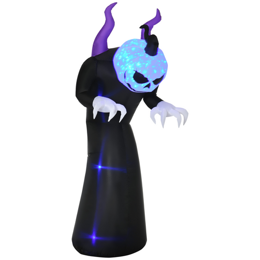 7ft Inflatable Halloween Ghost Horns with LED Flame Effect - Outdoor