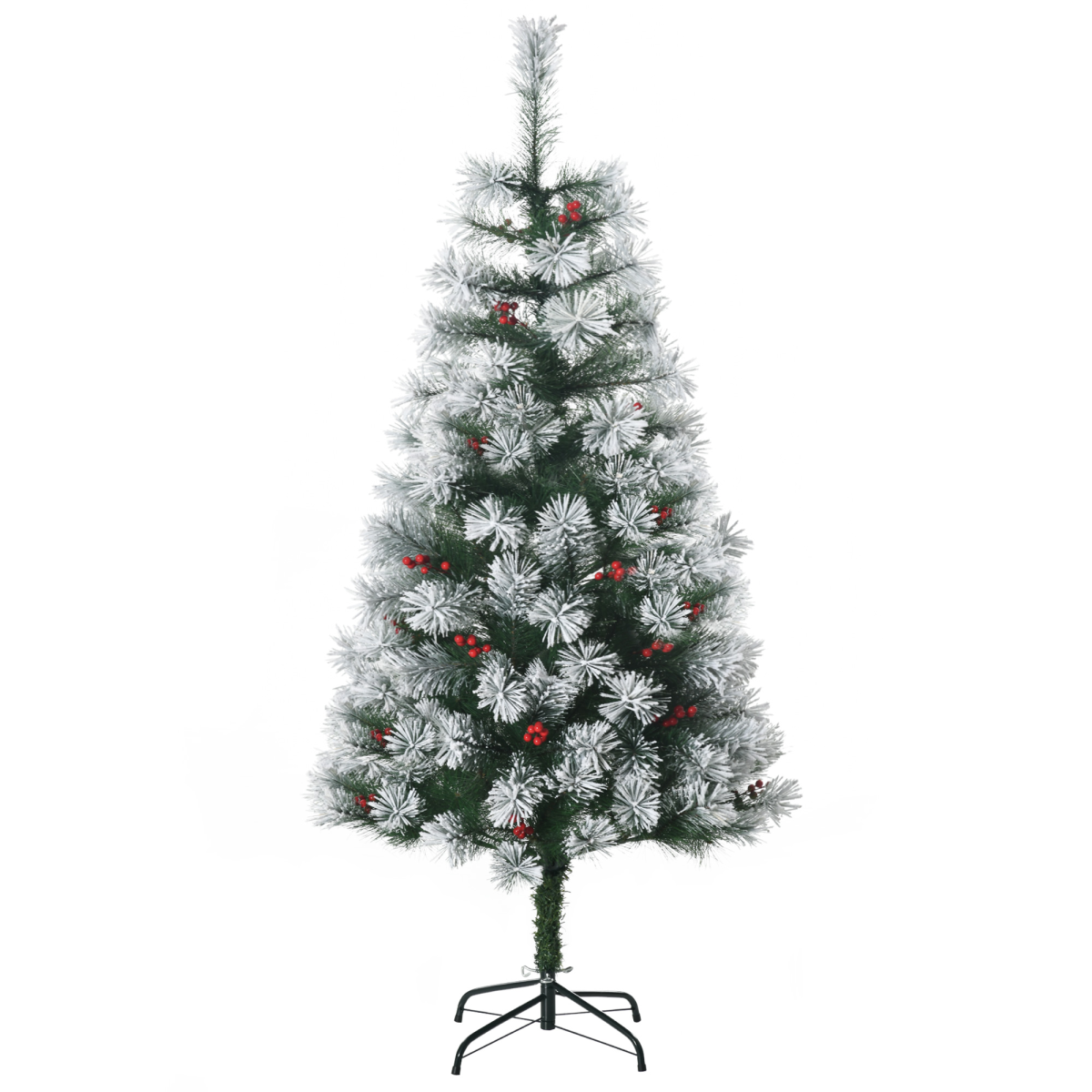 5ft Indoor Christmas Tree with Berry Decor, 184 PET Tips, Metal Stand