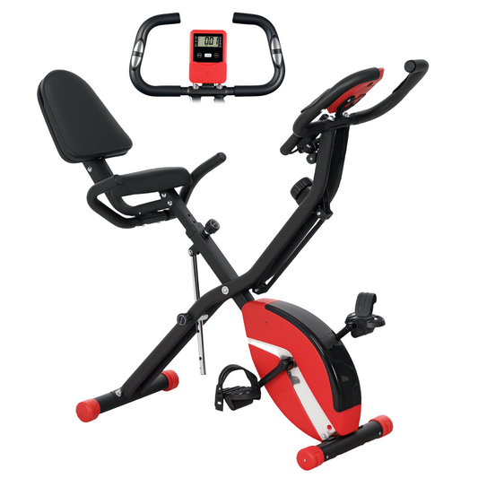 Transform Your Fitness: SPORTNOW Folding Exercise Bike with Arm Bands, Red