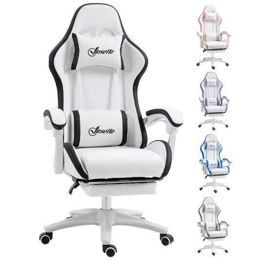 Vinsetto Racing-Style Gaming Chair with Reclining Back & Footrest, Black