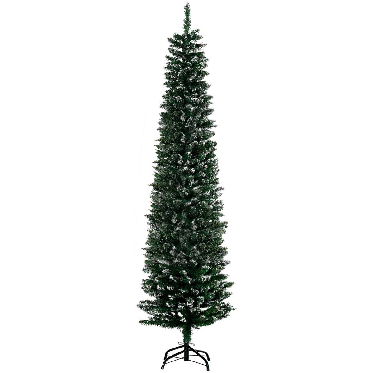 Snow-Dipped 6.5ft Pencil Christmas Tree, Foldable with Black Stand