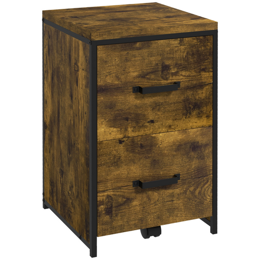 Vintage Steel Frame 2-Drawer Office Filing Cabinet with Adjustable Hanging Bar