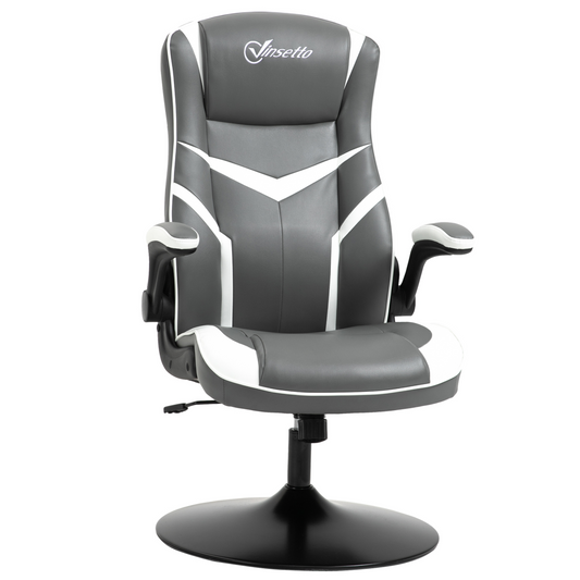 Ergonomic High-Back Gaming Chair with Swivel Base - Grey