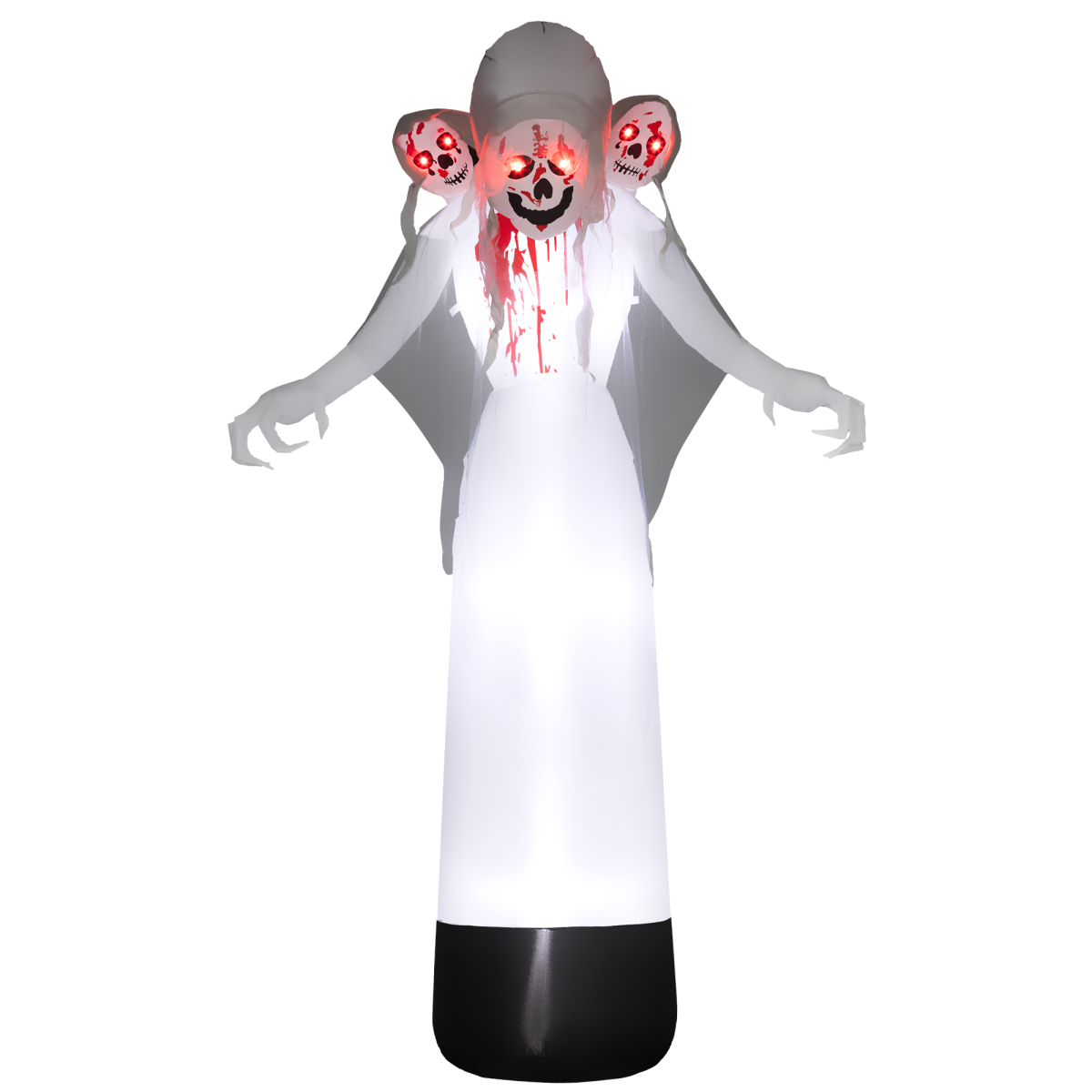 8.9ft Tall Halloween Inflatable Three-Head Witch Ghost