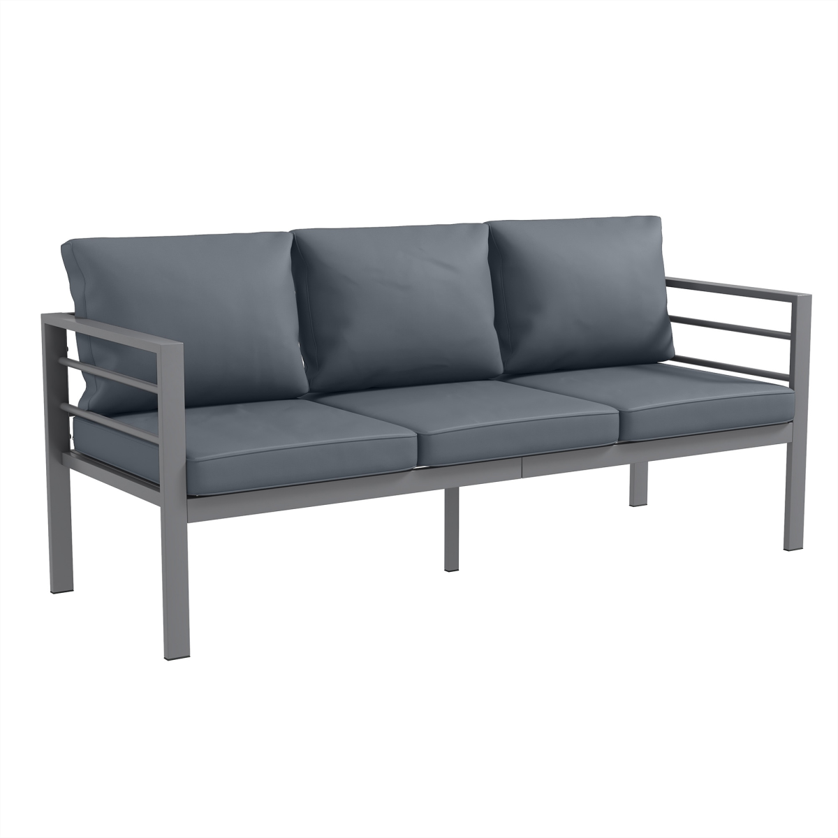 3-Seater Aluminium Garden Bench with Cushions - Grey