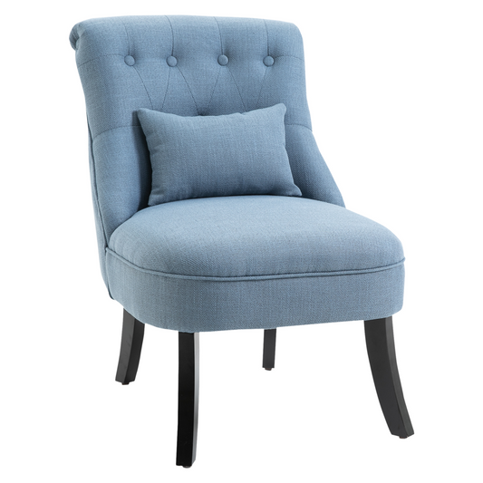 Fabric Upholstered Dining Chair with Pillow, Solid Wood Legs for Living Room