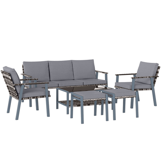 7-Seater Rattan Garden Set: Stylish Comfort with Glass Table