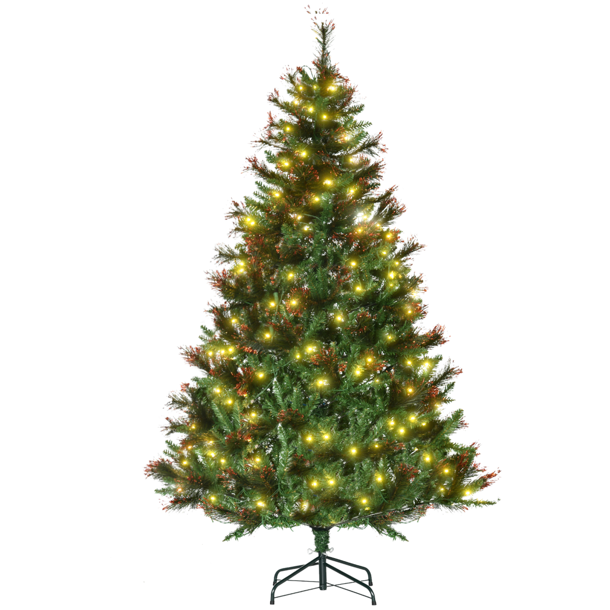 6ft Pre-Lit Christmas Tree with 200 LEDs, 616 Branch Tips, Gold Tips