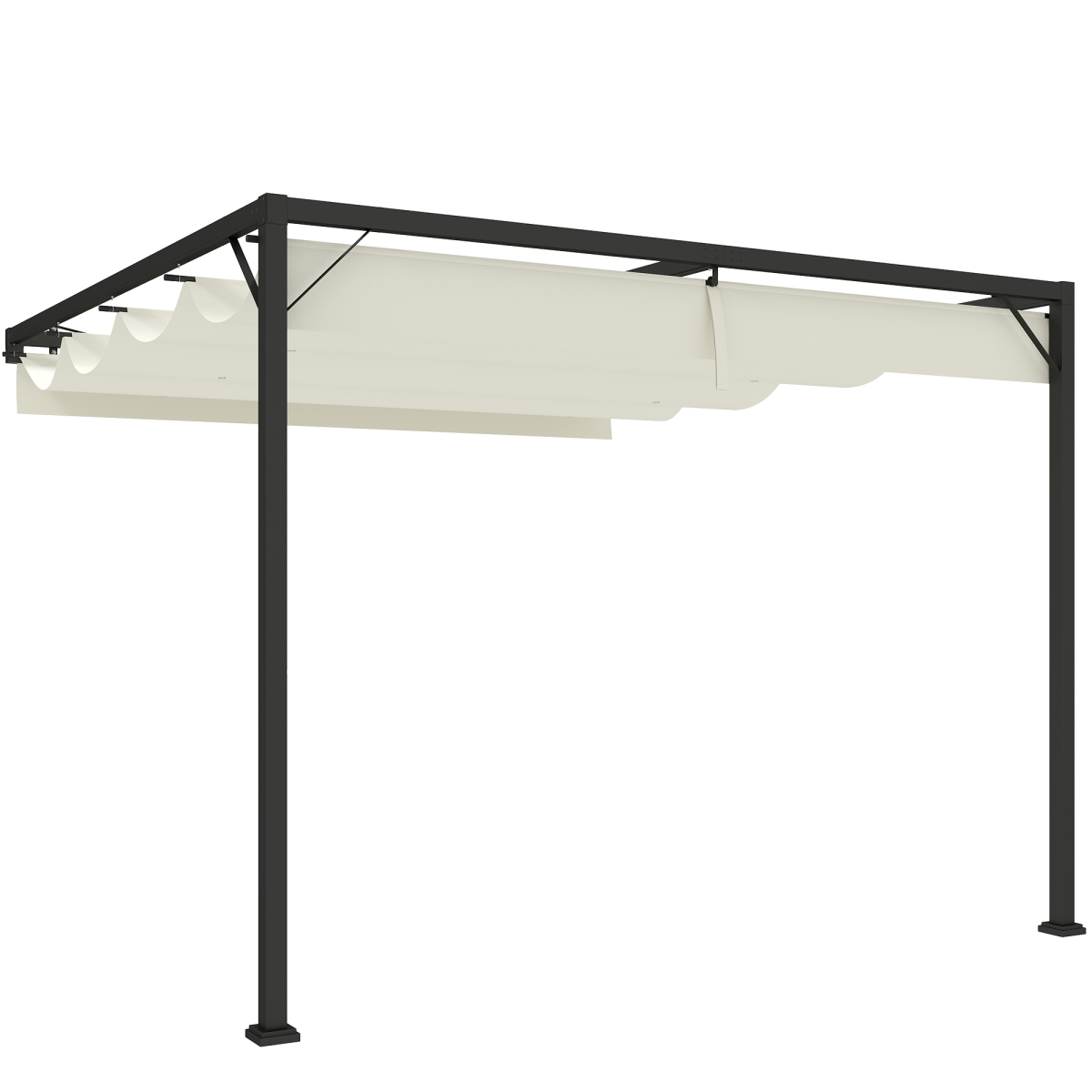 3x3m Wall-Mounted Pergola with Retractable Canopy - Cream Shade Master